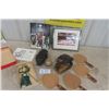 Image 1 : Old Ping Pong Cork Paddles, Baseball Gloves, 1470 Esso NHL Book, 78 Silver Photo, Broom