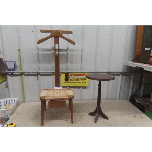 Small Pedestal Table 14"×22", Sewing Stand, Butler 43" Tall, Seamstress Chair