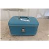 Image 1 : Vintage Blue Ladies Travel Make Up Case with Keys