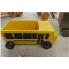Image 4 : 4 Wooden Toys: Semi Truck, Grader, Truck + Trailer, School Bus- Longest 17" 