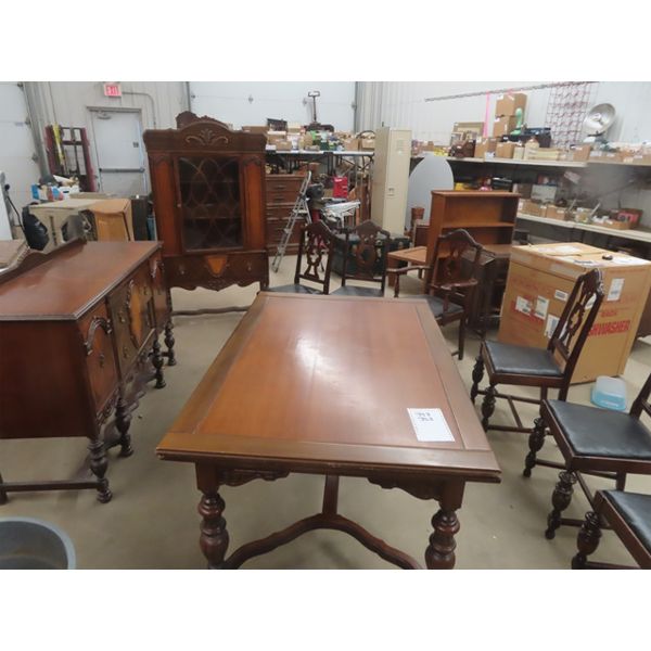 Dining Room Set with 6 Chairs : Table 30"×38"×59", Hutch/ Buffet 21"×41"×60", China Cabinet 14.5"×38