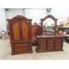 Image 1 : 5 Pc Amazing Bedroom Suite: Dresser 19"×38"×69" + Mirror 45"×50", Wardrobe 21"×50"×83", 2 Night Stan