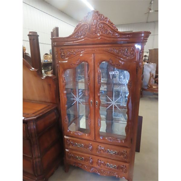 Fancy China Cabinet, 2 Door + 2 Drawer 20"×36"×78"