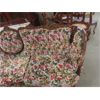 Image 3 : 3 pc Vintage Couch, Love Seat, Chair - Nice Carved Wood + Fabric in Good Condition 