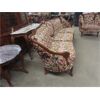 Image 7 : 3 pc Vintage Couch, Love Seat, Chair - Nice Carved Wood + Fabric in Good Condition 