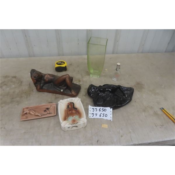 Naughty Ashtray + Ornaments : Chalkware + Porcelain