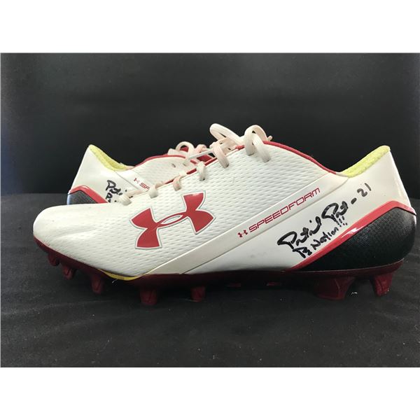 PATRICK PETERSON DUAL SIGNED GAME USED UNDER ARMOUR FOOTBALL CLEATS (CARDINALS COA)