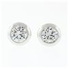 Image 1 : New 14k White Gold .84 ctw Martini Bezel Set Round Brilliant Diamond Stud Earrin