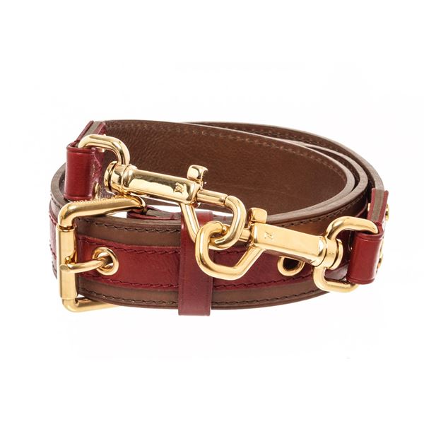 Louis Vuitton Brown Red Leather Aviator Strap