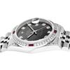 Image 9 : Rolex Womens Midsize 31mm Grey Diamond Lugs & Ruby Datejust Wristwatch