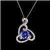 Image 1 : 2.27 ctw Tanzanite and 0.36 ctw Diamond 14K White Gold Pendant/Necklace