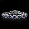 Image 1 : 15.08 ctw Blue Sapphire and 2.59 ctw Diamond 14K White Gold Bracelet