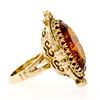 Image 5 : Vintage 14K Yellow Gold 12.0 ctw Large Oval Citrine Solitaire Ring w/ Floral Hal