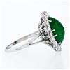 Image 7 : French 18K Gold Platinum 6.21 ctw GIA Cabochon Emerald Diamond Halo Cocktail Rin