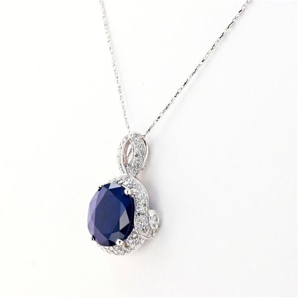 7.17 ctw Tanzanite and 0.91 ctw Diamond 14K White Gold Pendant/Necklace