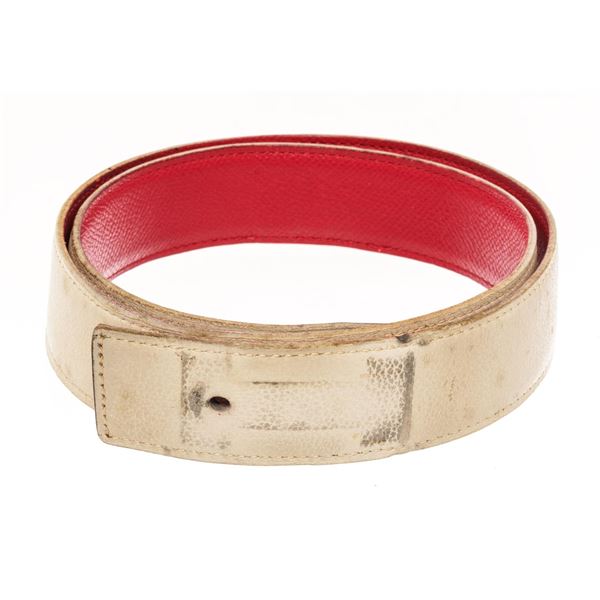 Hermes Red White Leather H Belt Strap (no buckle)