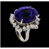 Image 4 : GIA Cert 22.45 ctw Tanzanite and Diamond Ring - 14KT White Gold