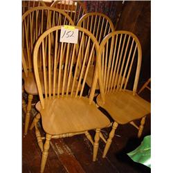 (6) SPINDLE BACK OAK CHAIRS