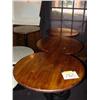 Image 1 : (4) WOODEN BAR TABLES ON METAL PEDESTALS
