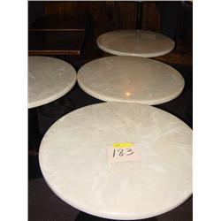(4) SIMULATED MARBLE BAR TABLES ON METAL PEDESTALS