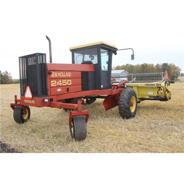 1999 New Holland 2450 Swather. Honeybee 18' Header, U2 Pickup Reels, Hydro, AC/HTR, Lifters, SN- 605