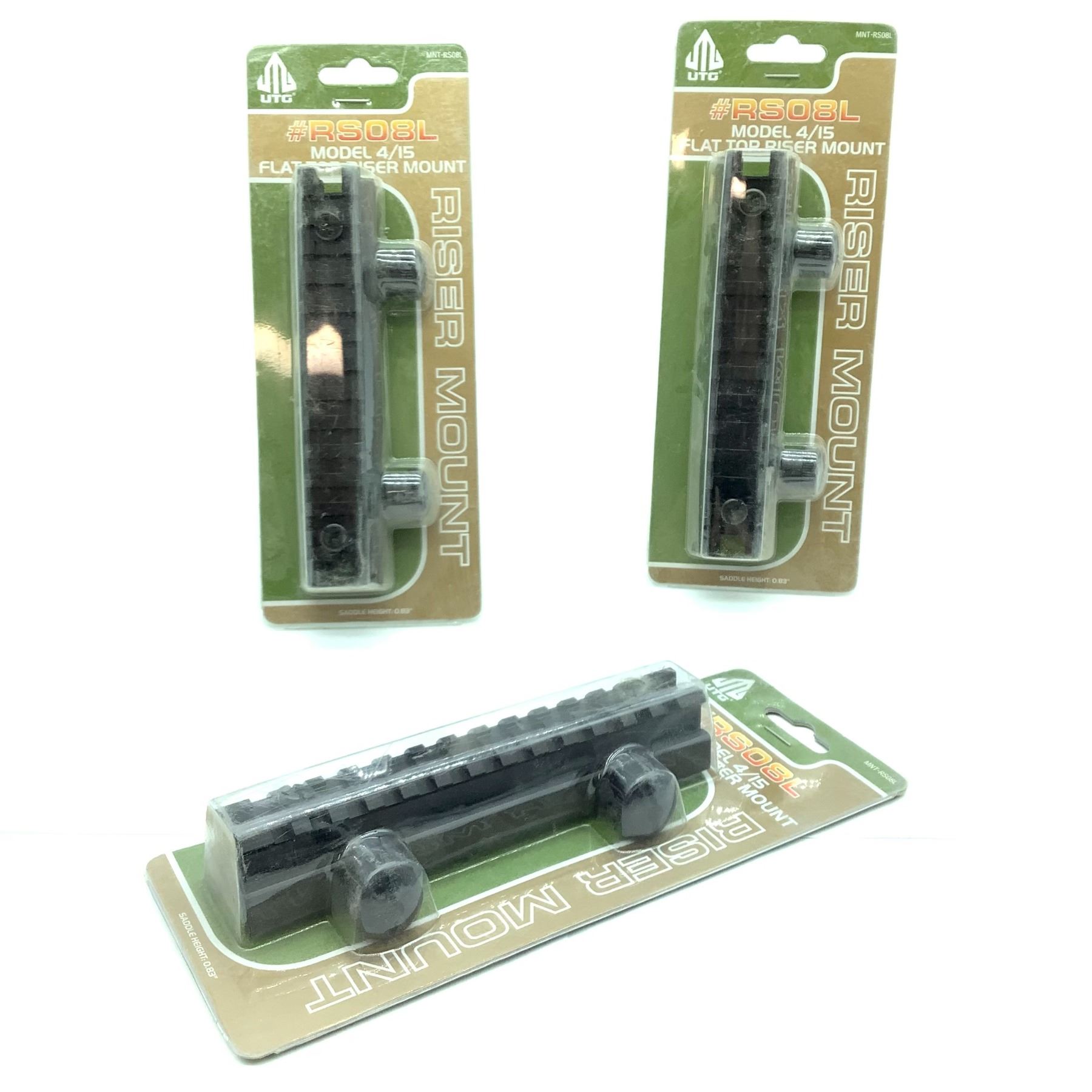 UTG Flat Top Riser Mount for Rifles with Picatinny/ Weaver Rail X 3, New