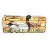 Image 1 : Winchester 'Welcome to the Lodge' Wood Sign, New