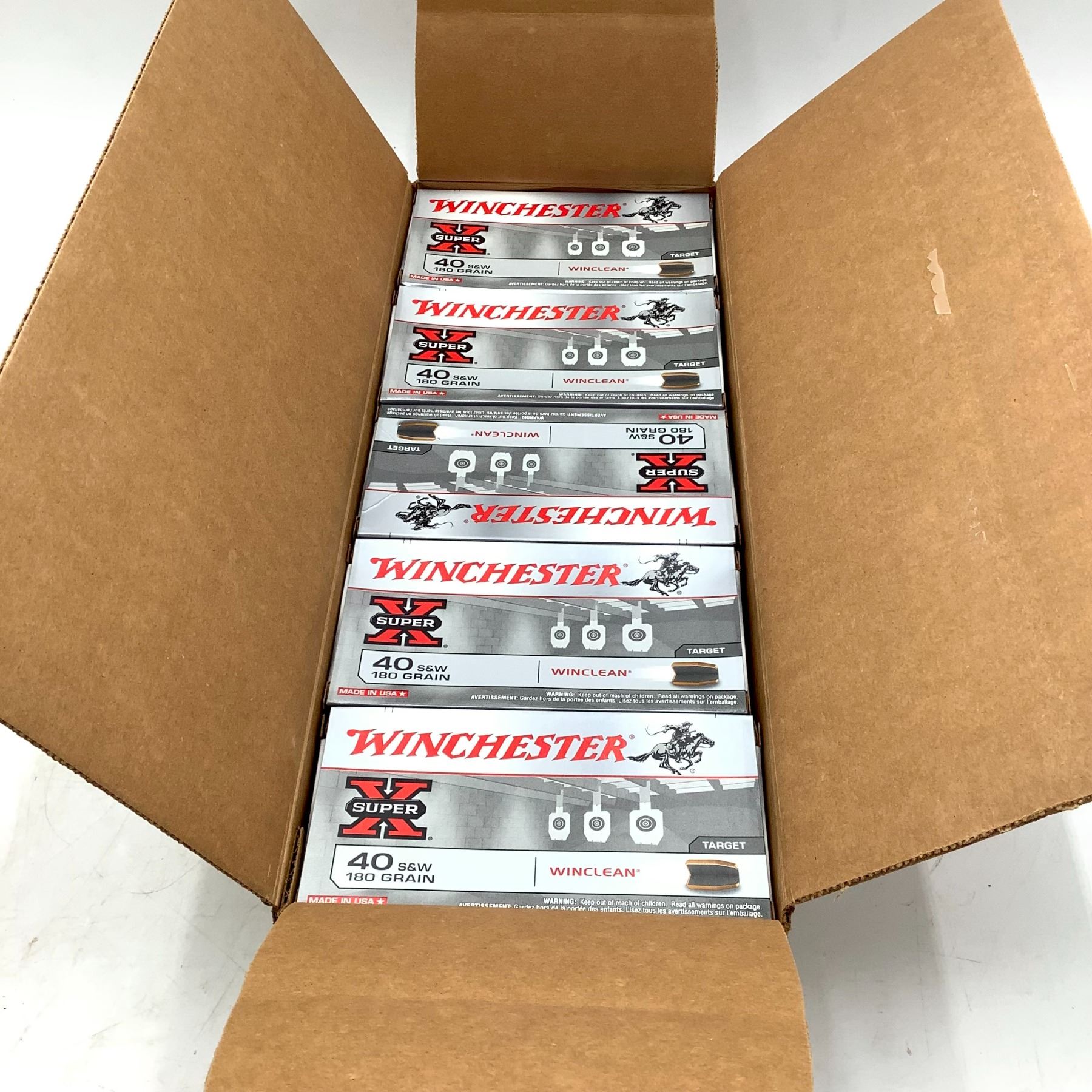 Winchester Super X Winclean 40 S&W 180 Gr BEB Case Of 500 Rounds