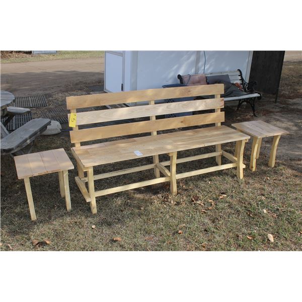 Hardwood bench and side tables