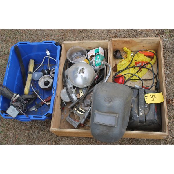 Welding helmet, Schumacher battery charger, timing light and misc. lights