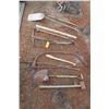 Image 1 : Asst. hand tools, fork, shovel, spade, rake, saw and sledge hammer