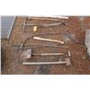 Image 2 : Asst. hand tools, fork, shovel, spade, rake, saw and sledge hammer