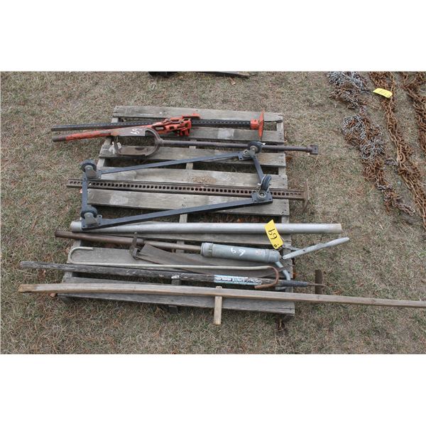 Barrel pump, jackall, post hole auger and hoe