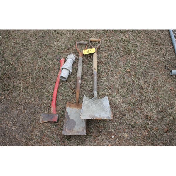 2- Shovels, axe and coupler