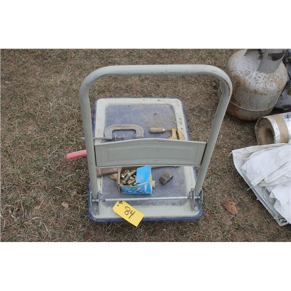 Wheel dolly, box of new bolts and clamps