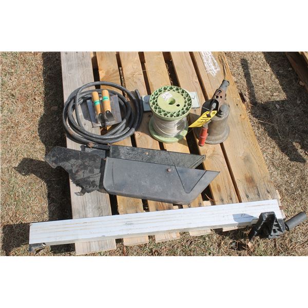 Antique brazing torch, trowels and roll of line