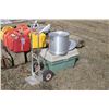 Image 2 : 2 wheel dolly, tote c/w big quart pot, pots & pans and cooking hardware