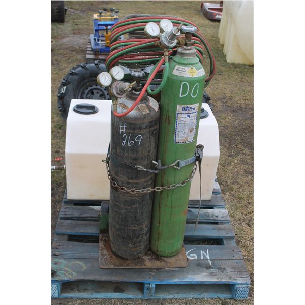 Oxy-Acetylene torch set with bottles and cart