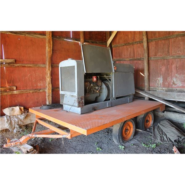 Lincoln 300 Gas welder, running, mounted on homemade 7 x 10 Tandem Axle Steel Trailer (At Adolph's,