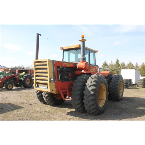 Versatile 895 tractor 310 engine Hp CAHR, showing 9378 hrs, good 20.8x38 duals, 5 hyds & plumbed for
