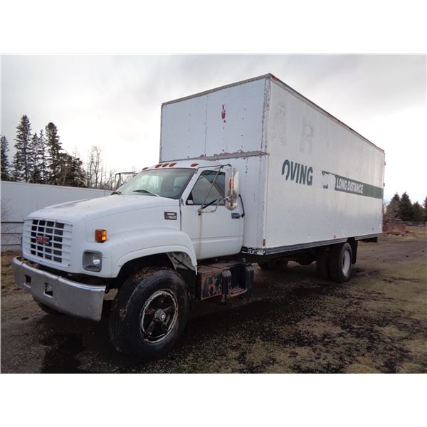GMC 7500 moving van, 6 spd manual, 24' van body with barn doors, Cat 3116 Diesel, 408,540 Km, SN.1GD
