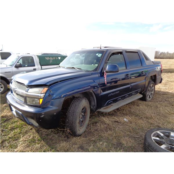 2002 Blue Chev. Avalanche, SN. 3GNEK13T62G161812 (PH Terry (780) 907-4064) Location 4.1 Km North fro