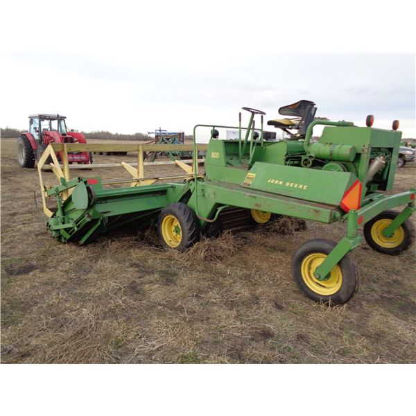 JD 800 Swather, Bat reel 15', 225 slant-6, SN. 318014E, running when it was parked (PH Terry (780) 9