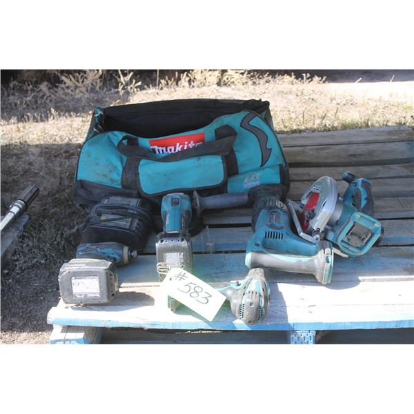 Makita 18v tool set w/ drill, circsaw,recip saw, grinder, impact driver,2 battries and charger