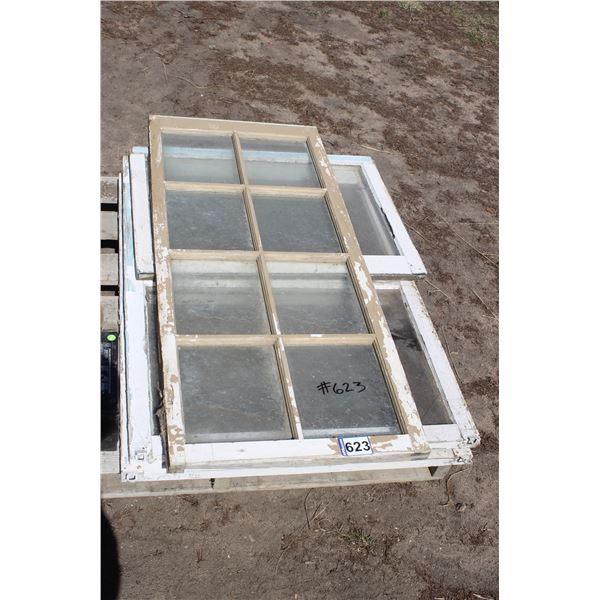 4 Antique window frames w/ glass
