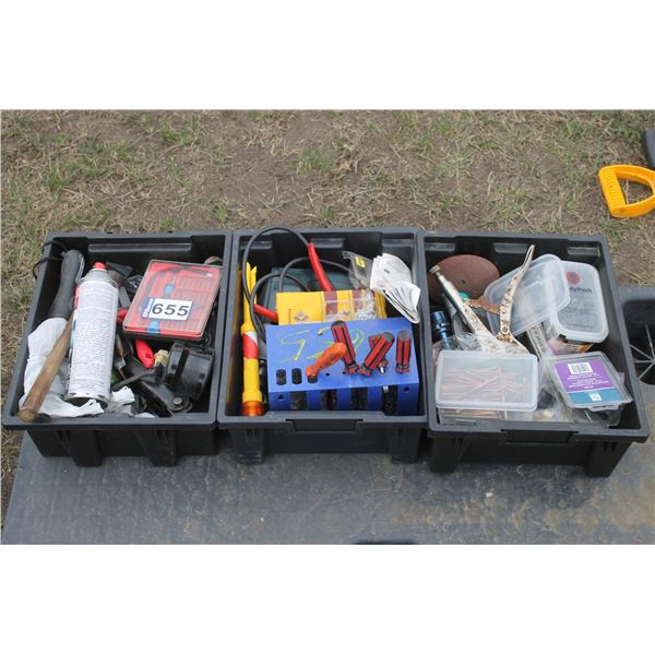 3 Boxes of assorted tools