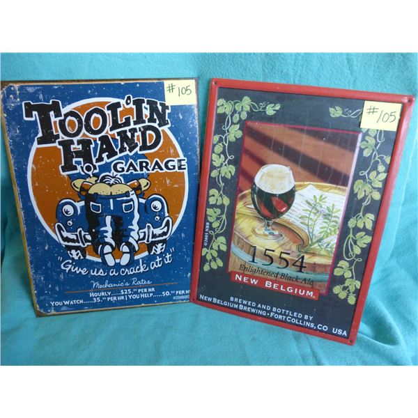 12" x  16" Tool in hand wall plaque & 12"x 16" Wine décor. sign