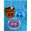 Image 1 : 3- 11" x 11" Phillips/Route 66 signs, various colors and shape