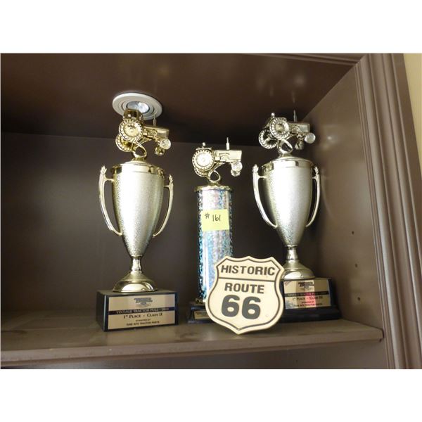 Qty of Tractor pull trophys & route 66 plaque
