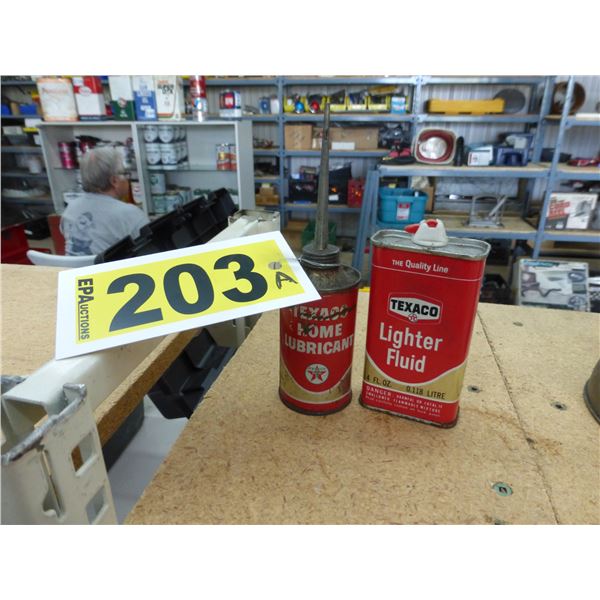 Texaco lubricant can & lighter fluid